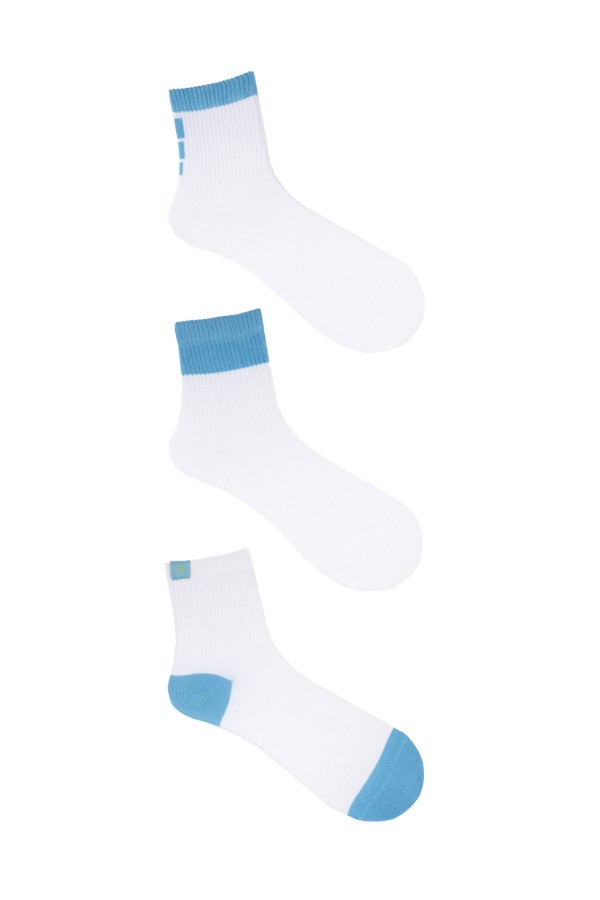 3 Çift Kadın Beyaz Tenis Çorabı (978P)